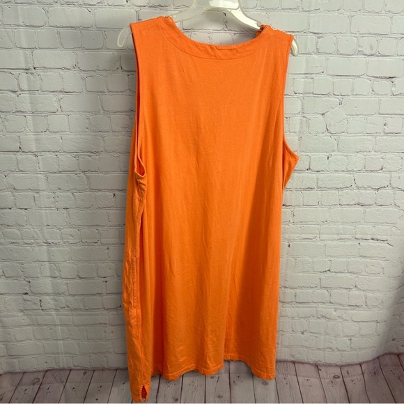 Land's End tangerine orange v neck embroidered midi pocket dress size 2X plus - Picture 4 of 5